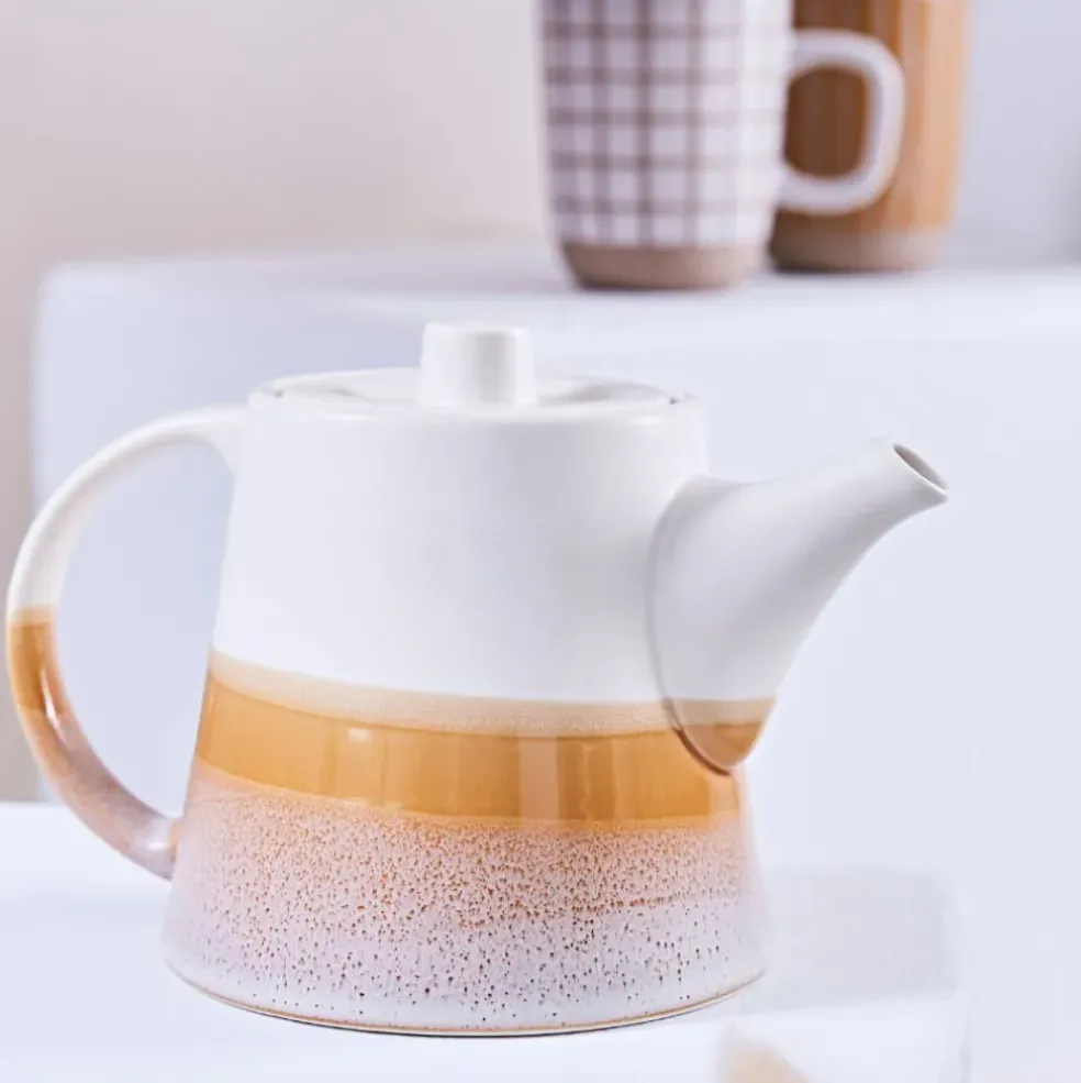 Theiere en porcelaine nude et blanc - earth notes