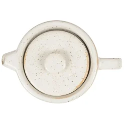 Théière en grès blanc moucheté et bois avec filtre - nordika