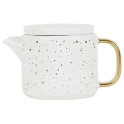 Théière en grès mat blanc et doré 60cl - Astre