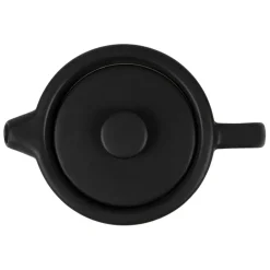 Théière en grès noir mat et bois avec filtre - nordika