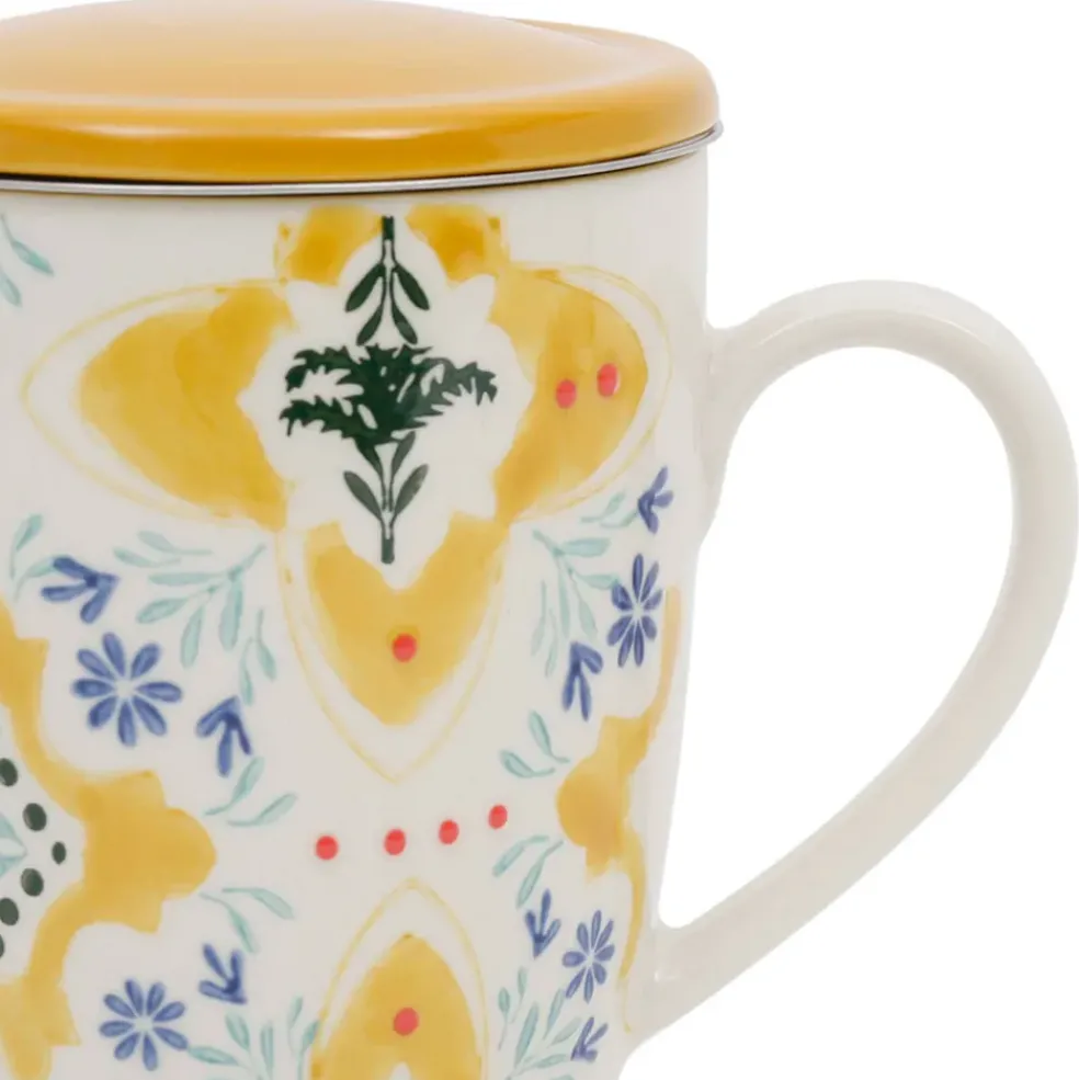 Tisanière en grès jaune avec filtre inox 30cl - Azulejo