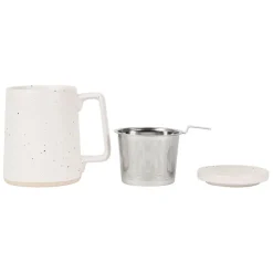 Tisanière mate avec filtre verde blanc 50cl en grès