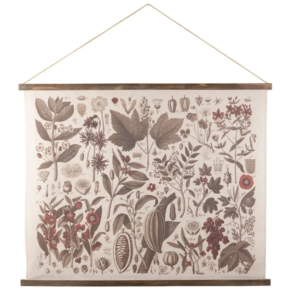 Toile en tissu et sapin brun 100x81cm - Botanique