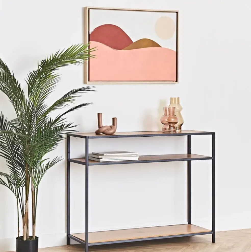 Toile encadree montagnes 50x70cm rose