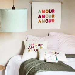 Toile tuftée en coton multicolore 60x50cm - Amour