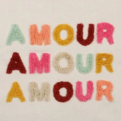 Toile tuftée en coton multicolore 60x50cm - Amour