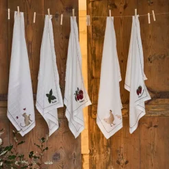 Torchon en coton blanc avec fraises 70x50cm - A La Ferme