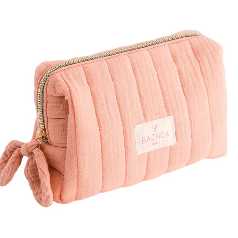 Trousse maquillage en coton rose