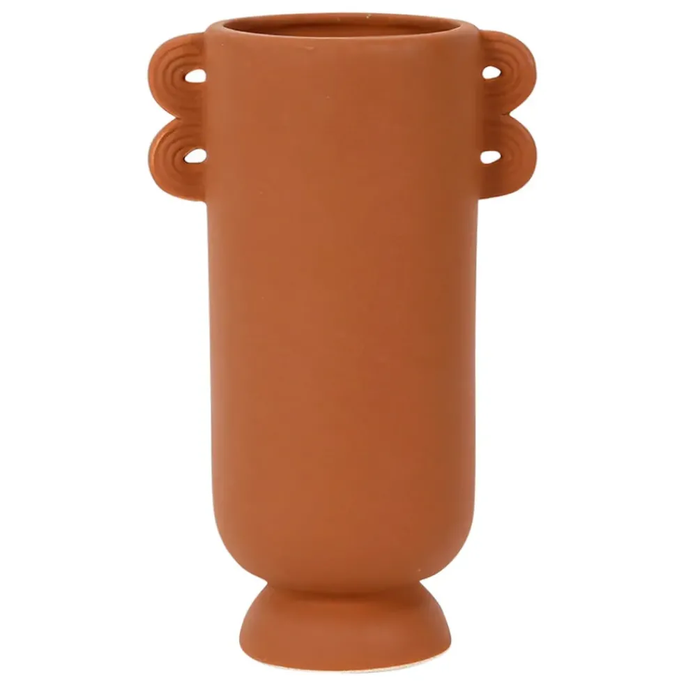 Vase brun en grès - terre brulée