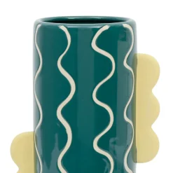 Vase cylindrique en grès émeraude et jaune h30cm - Lumi