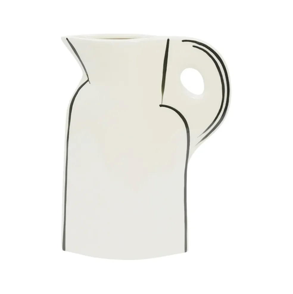 Vase en grès écru et noir h24cm - Lumi