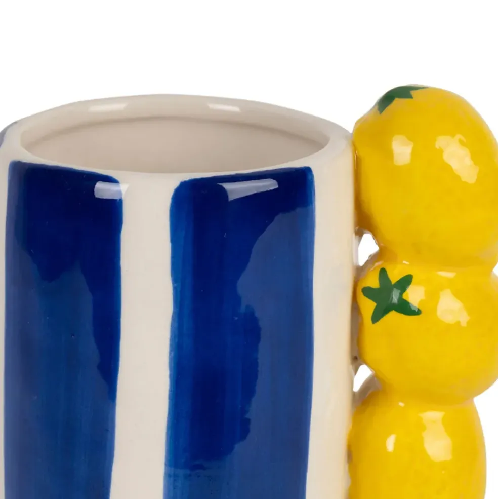 Vase en porcelaine indigo et jaune citron h19cm - Mocoa