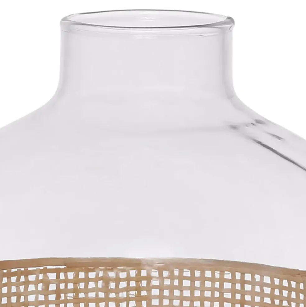 Vase en verre et rotin naturel h23cm - Fantine
