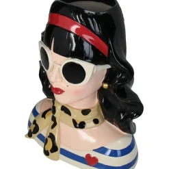 Vase femme brune multicolore h28cm