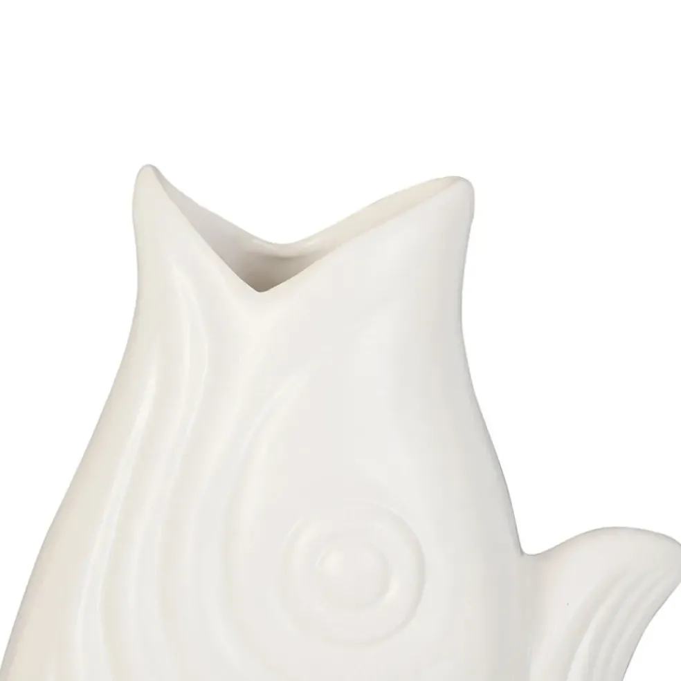 Vase Poisson en gres blanc h39cm