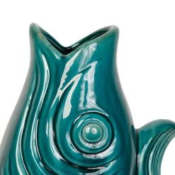 Vase Poisson en gres vert emeraude h39cm