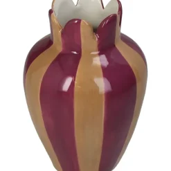 Vase rayures grès violet 10x10x16cm