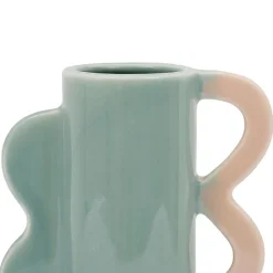 Vase vert et corail en grès - funny